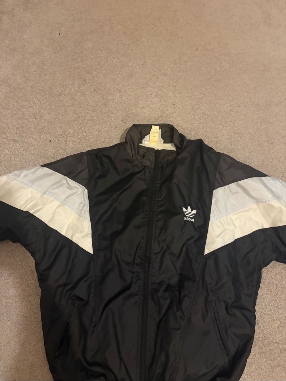adidas Black Windbreaker with White Chevron Accents